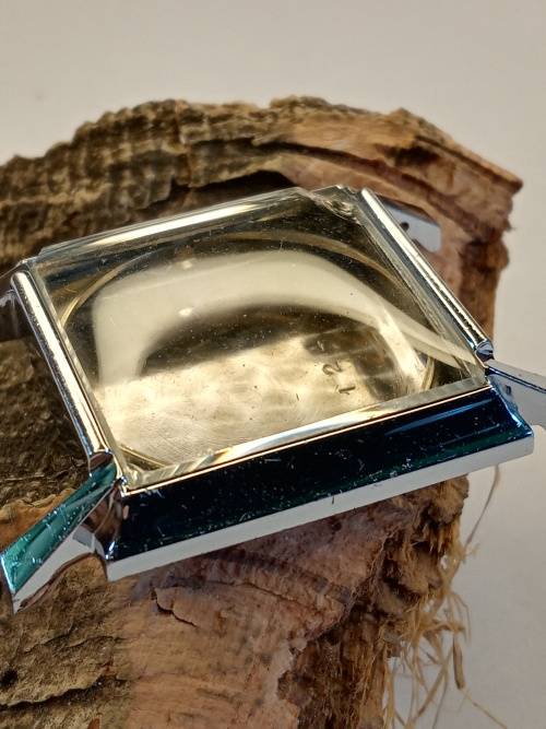 Square new old stock watch cases 26mm crystal intact