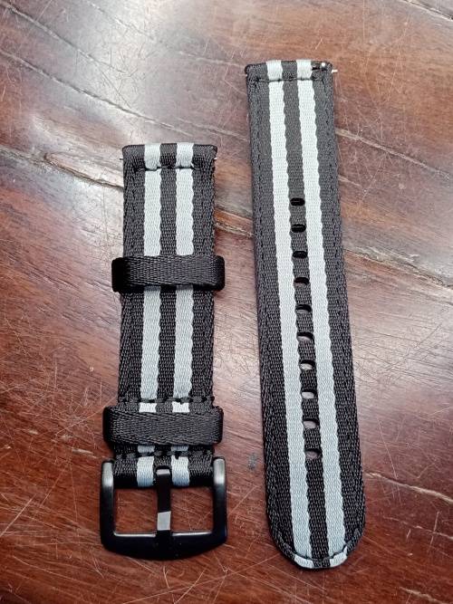 2 Piece nato wrist watch strap 22mm Black, Grey straps