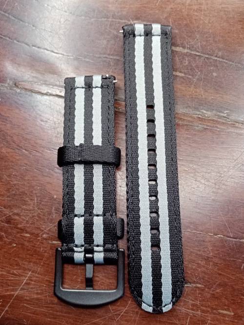 2 Piece nato wrist watch strap 22mm Black, Grey straps