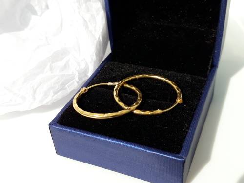 18ct Gold Ladies Fancy hoop earrings - PRE-OWNED