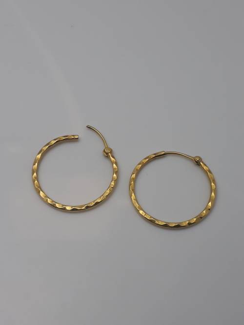 18ct Gold Ladies Fancy hoop earrings - PRE-OWNED