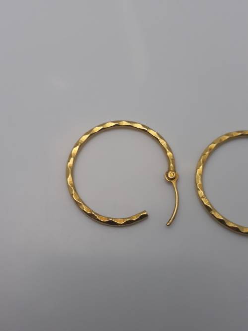 18ct Gold Ladies Fancy hoop earrings - PRE-OWNED
