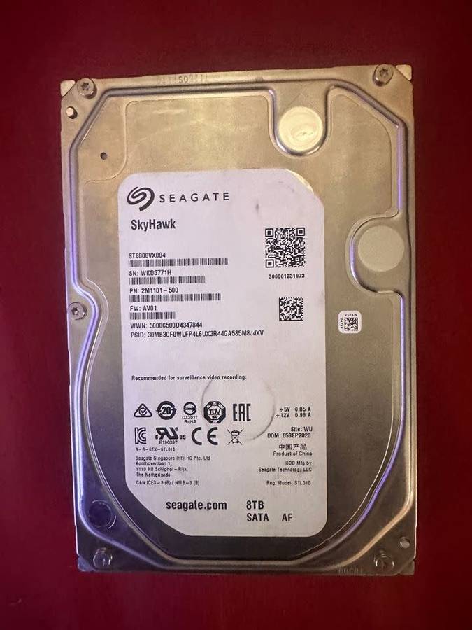 8TB Seagate SkyHawk, 3.5` SATA 6Gb/s, 7200 rpm, 256MB Cache (2 months old)