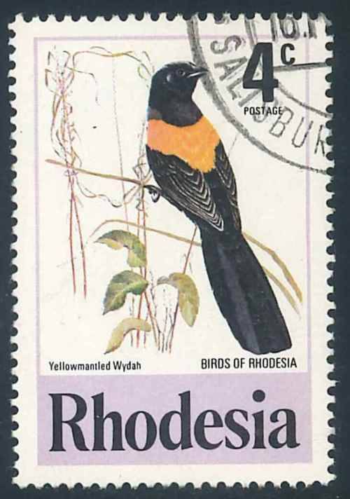 Rhodesia 1977 "Birds" used 4c stamp with Variety (**)