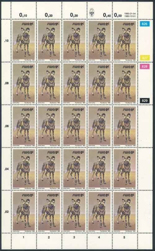 SWA 1985 Wildlife Definitive Reprint 2c Sheet of Hunting Dog stamps (**)