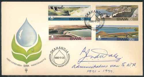 South West Africa 1980 "Water Conservation Dams" Signed Official First Day Cover
