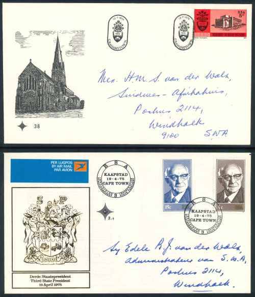 South Africa 1974/75 Signed Official First Day Covers x (2)