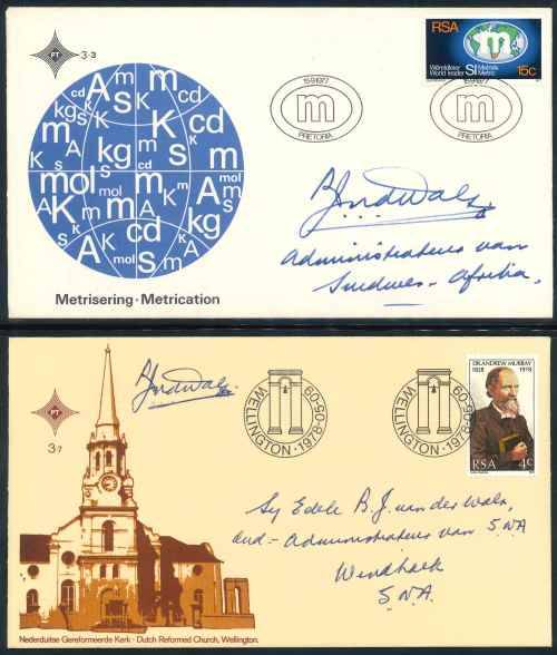 South Africa 1977/78 Signed Official First Day Covers x (2)