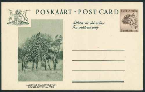 South Africa unused Pre-printed green "National Parks" 1 1/2d Leopard Postcards x (7)