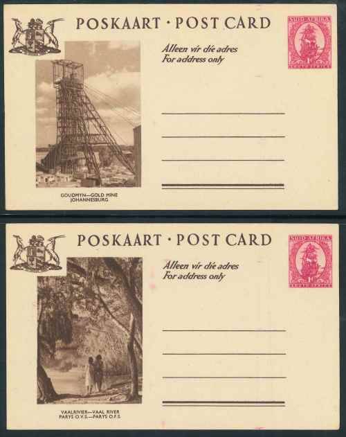 South Africa unused Pre-printed green and brown 1d Ship Postcards x (8)