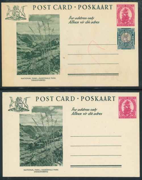 South Africa unused Pre-printed green and brown 1d Ship Postcards x (8)