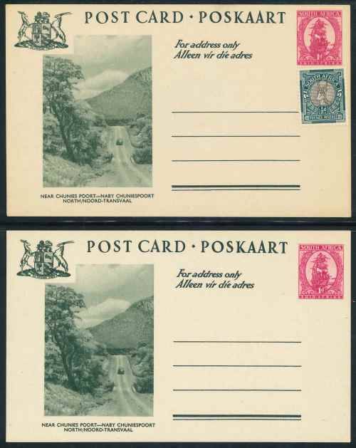 South Africa unused Pre-printed green and brown 1d Ship Postcards x (8)