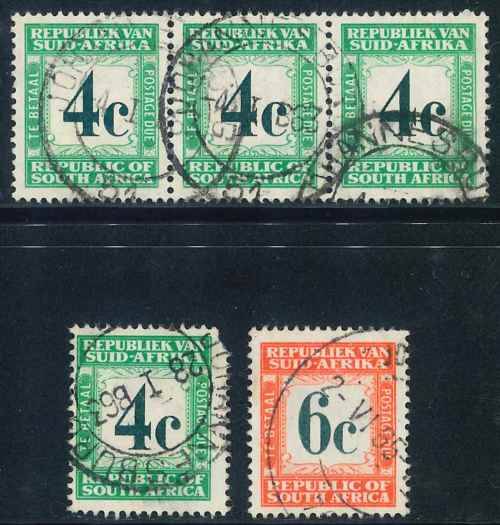 South Africa 1961 used Postage Due stamps x (5)