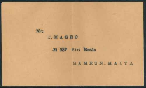 Malta 1933 Cover from Valletta to the USA with interesting original "J. Magro" Inserts