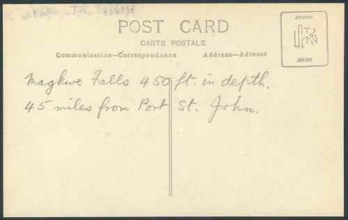 South Africa 1920's "Port St. Johns" Postcard showing the Magkwe Falls which is 45 miles away