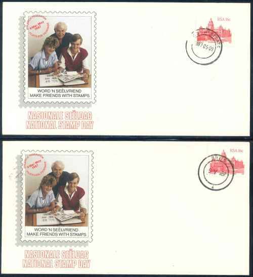 South Africa 1987 "National Stamp Day" illustrated Covers with different Cancellations x (4)