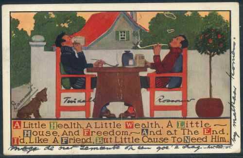 South Africa 1917 Postcard franked with pair of 1/2d KGV Head stamps