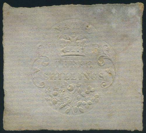 Natal 1868 Embossed Imperforated 3 shilling Revenue stamp