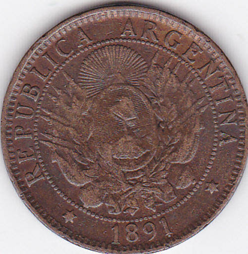 1891 REPUBLICA ARGENTINA -DOS CENTAVOS   - LIBERTAD AS PER SCAN