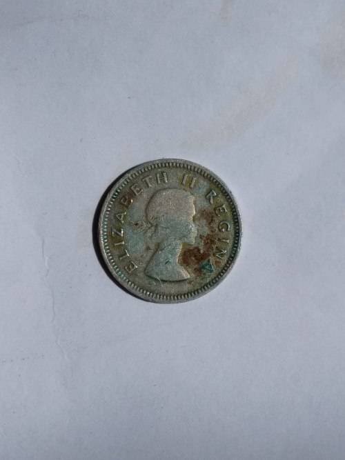 VINTAGE SA Coin bundle (Two 1 Rand/ Tickey/ 10c 1964)