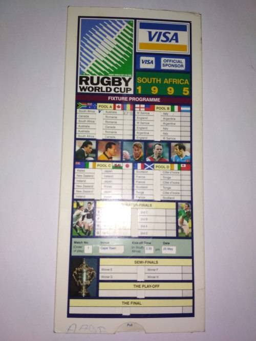 Vintage Rugby World Cup South Africa 1995 Fixture Programme