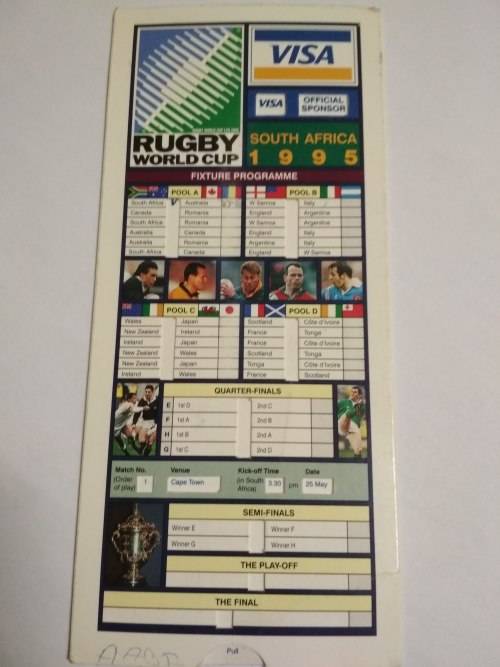 Vintage Rugby World Cup South Africa 1995 Fixture Programme