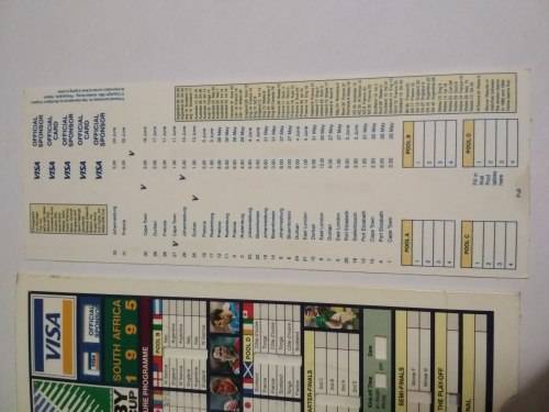 Vintage Rugby World Cup South Africa 1995 Fixture Programme