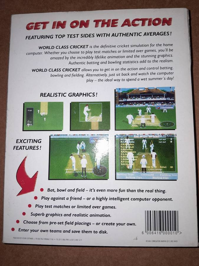 Jonty Rhodes 2 World Class Cricket PC Game Big Box - Stiffy Disc