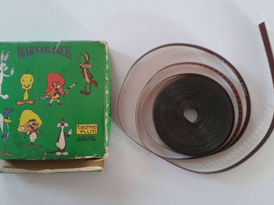 Vintage Looney Tunes Road Runner Super 8 Colore Film Reel Warner Bros Techno Film Plus Storage Cover