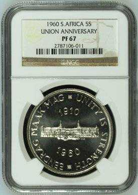 1960 S.Africa 5S Union Anniversary (Second Highest Grade) by NGC