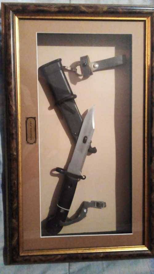 AK-47 bayonet mounted in beautiful display case