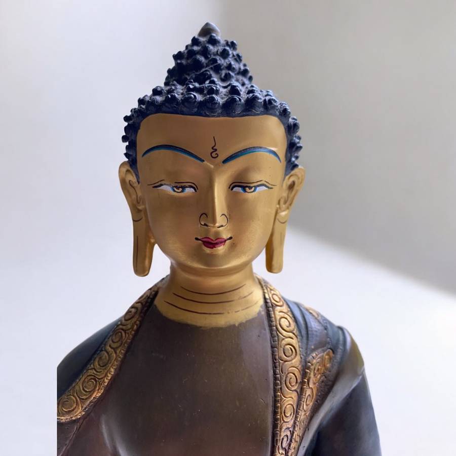 Shakyamuni Buddha Statue (33cm) Handmade Nepali copper, crafted in Patan, Nepal