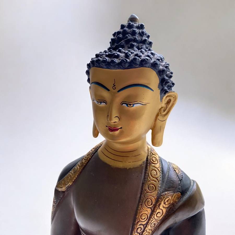Shakyamuni Buddha Statue (33cm) Handmade Nepali copper, crafted in Patan, Nepal