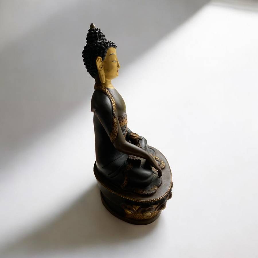 Shakyamuni Buddha Statue (33cm) Handmade Nepali copper, crafted in Patan, Nepal
