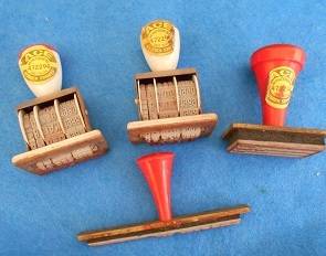 4 used office stamps