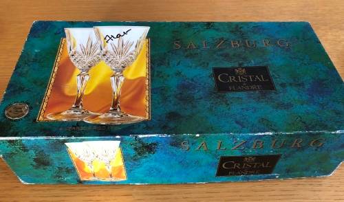 Salzburg crystal wine glasses (2 boxes) - bid per box (Cristal de Flandre)