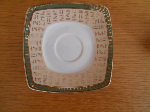 Highly decorated Egytian themed demi-tasse cup and saucer - Limoges