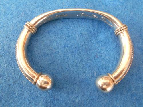 Silver cuff bracelet - engraved