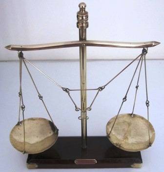 BRASS OPIUM SCALE ON MAHOGANY BASE - *Collector's Item*