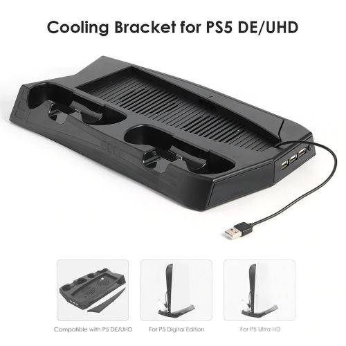 `Ultimate PS5 Gaming Station: Cooling Stand for Console, Controller, and Games for Enhanced Gaming