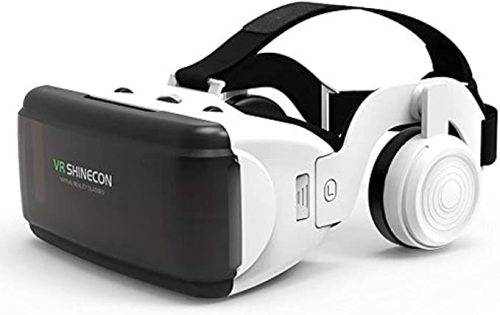 `Immersive Virtual Reality Experience with SHINECON 3D VR Glasses and Earphones (White)`
