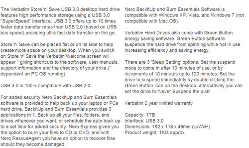 Verbatim Hard Drive - 1TB