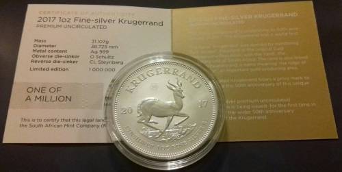 *Limited Edition* Premium Uncirculated 1Oz Silver Krugerrand..... Last 10 Available