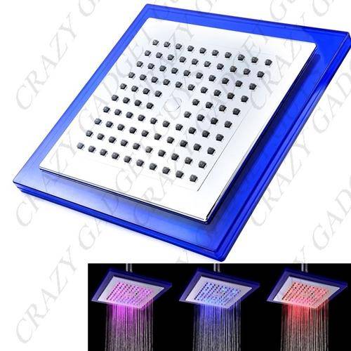 8-inch 8-LED Heat Temperature Sensor RGB Color Changing LED Ceiling Shower Bathroom Shower Head Ligh
