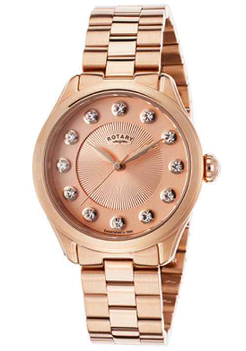 **R9999** ROTARYWomen's Rose Tone Stainless Steel Rose Tone Dial WITH BOX AND PAPERS