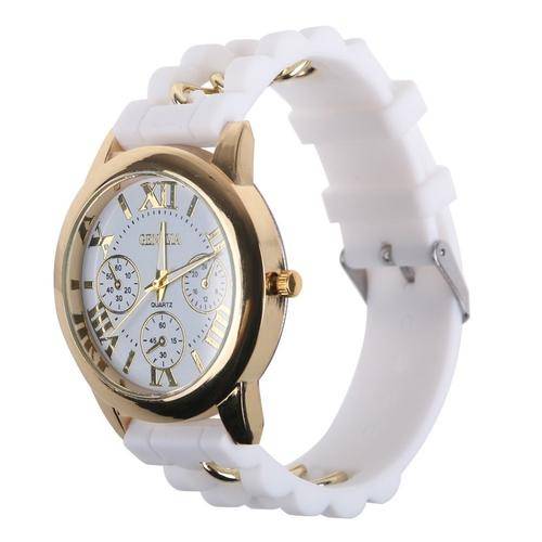 Geneva Chain Silicone Jelly Gel Quartz Casual Sports Wrist Watch White
