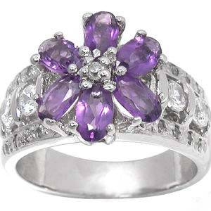 9K WHITE GOLD AMETHYST AND WHITE SAPPHIRE RING!! 1.3500CTS!