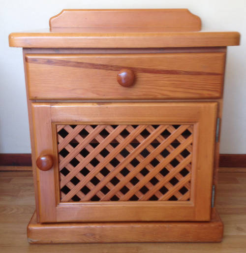 Oregon Pine (Douglas Fir) Bedside Pedestal with Draw and Door - 2 available