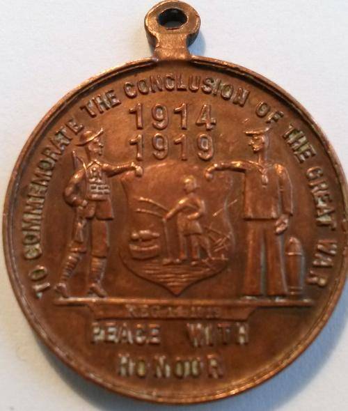 Scarce 1919 Bronze JHB First World War Peace Medallion