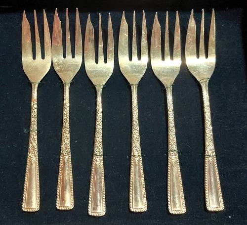 24ct Gold Plated Cake Forks Set of 6